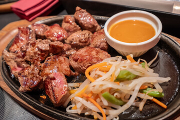 Grilled Steak with Vegetables and Sauce