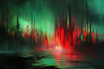 detailed visual  of mysterious city lights at night