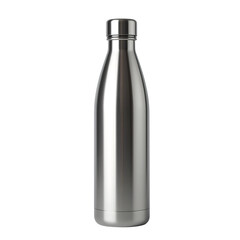 Stainless steel water bottle isolated on transparent background