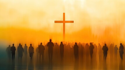 Silhouette of Cross and Worshipers
