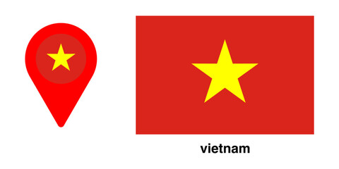 Fototapeta premium vietnam flag and vietnam location icon with transparent background