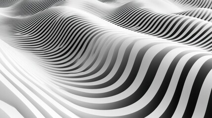Abstract wavy stripes, black and white