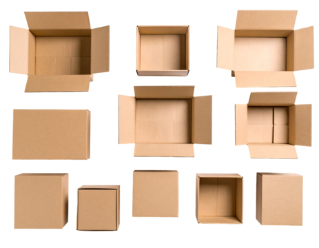 Various Sized Cardboard Boxes Geometrically Arranged