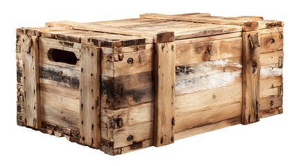 Rustic wooden crate for storage and decor purposes.