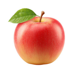 Fresh red apple with green leaf