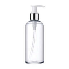 Clear Glass Pump Bottle Mockup with Frosted Finish