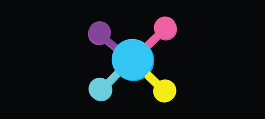 3D network connection icon with pastel spheres, great for science, data, structure.