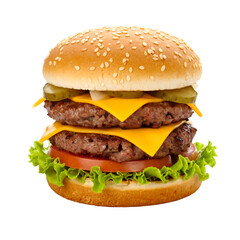Double Cheeseburger with Melted Cheddar and Pickles