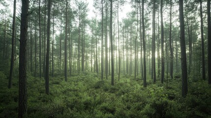 Obraz premium Forest breathing scene with visible air clarity and calm : therapeutic nature theme 