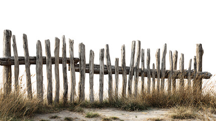 Obraz premium Rustic wooden fence in a natural landscape