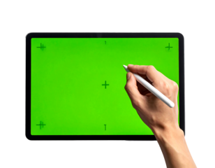 Hand Drawing on Green Screen Tablet with Stylus