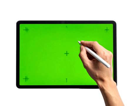 Hand Drawing on Green Screen Tablet with Stylus