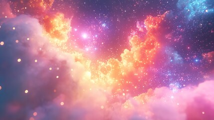 Futuristic tropical background with hibiscus petals dissolving into glowing particles