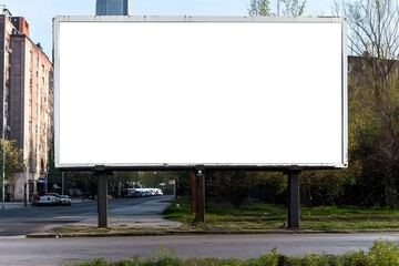 Fototapeta premium Blank White Billboard: Clean Slate for High-Visibility Advertising