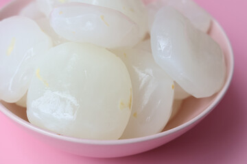 Closeup view toddy palm fruit in bowl