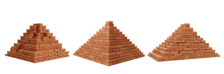 Obraz premium Brick Pyramids Set on Transparent Background