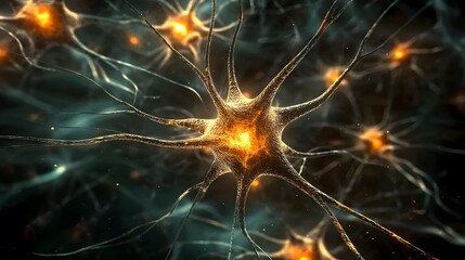 Detailed view of interconnected nerve cells.