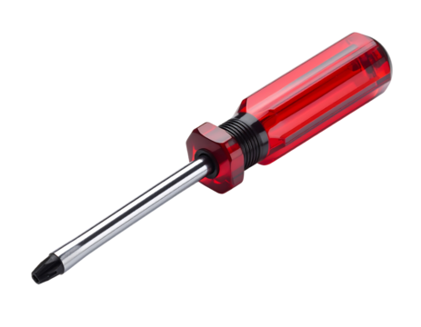 Red Translucent Handle Flat-Head Screwdriver with Chrome Shaft