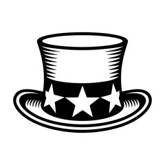 Classic uncle sam top hat with stars