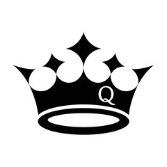 Fototapeta premium Black crown with queen letter q logo design