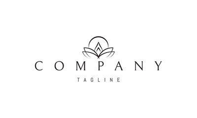 Vector logo with an abstract image of a candle in the form of a flower with leaves.