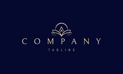 Vector golden logo with an abstract image of a candle in the form of a flower with leaves.