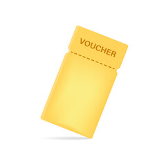 The golden ticket. The layout of a golden coupon, sticker or discount label, highlighted on a white background.