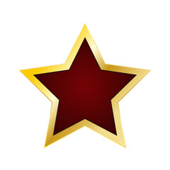 A dark red star in a gold frame isolated on a white background. Vector illustration