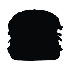 Black silhouette of a delicious hamburger showcasing simple shape and food element isolated