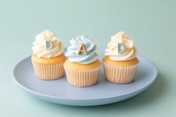 Cupcakes With DAD Spelled in Icing, Perfect for Father's Day Celebration or Special Occasion