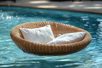 detailed color image of rattan swimming luxury relaxation pool