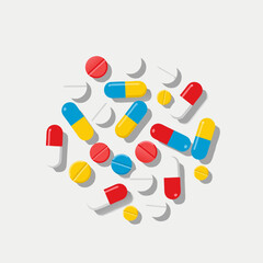 Colorful Assorted Medications and Pills.