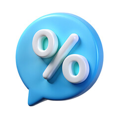 3D Blue Speech Bubble with a Percentage Symbol Discount, Sale, Offer, Promotion