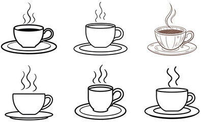 A cup on a plate with hot tea or coffee., vector