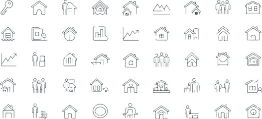 Obraz premium Eighty Five Home Logo Design Concepts Line Art Icons