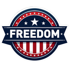 Patriotic Emblem Featuring the Word Freedom and Stars.