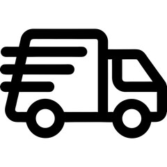 Simple Black Line Art of a Delivery Van.
