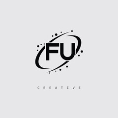 FU Creative Monogram Logo – Minimal Futuristic Letter mark Design with Space Orbit Style and swirl Style  for Modern Branding & Tech Identity