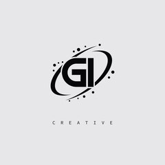 GI Creative Monogram Logo – Minimal Futuristic Letter mark Design with Space Orbit Style and swirl Style  for Modern Branding & Tech Identity