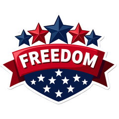 Festive Freedom Emblem with Stars and Banner.