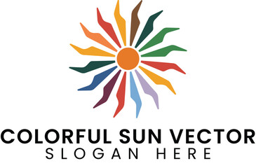 Vibrant Colorful Sunburst Vector Graphic Design art joy red logo icon warm blue 