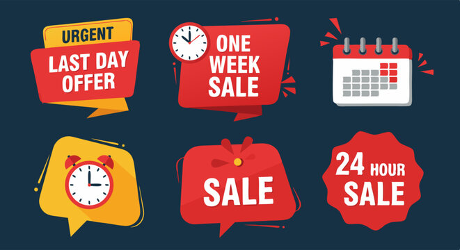 Urgent Sale Banners: Last Day One Week 24 Hour Offers.