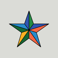 Colorful Multifaceted Star Design Element.