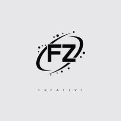 FZ Creative Monogram Logo – Minimal Futuristic Letter mark Design with Space Orbit Style and swirl Style  for Modern Branding & Tech Identity