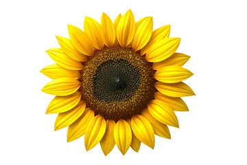 Fototapeta premium Sunflower head blooming with bright yellow petals, gleaming against transparent background