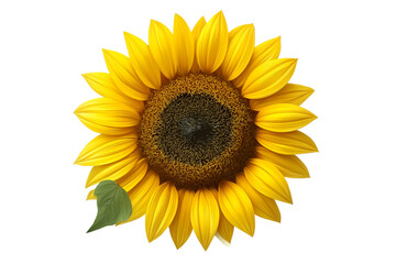 Fototapeta premium Sunflower head blooming with bright yellow petals, gleaming against transparent background