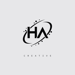 Fototapeta premium HA Creative Monogram Logo – Minimal Futuristic Letter mark Design with Space Orbit Style and swirl Style for Modern Branding & Tech Identity