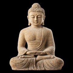 Serene Stone Buddha Statue with Calm Expression and Peaceful Gesture