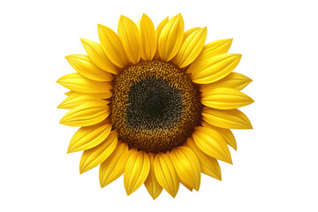 Fototapeta premium Sunflower head blooming with bright yellow petals, gleaming against transparent background