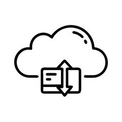 Cloud Storage Network Icon in Silhouette Style on White Background – Minimalist Cloud Computing Symbol for Business and Web